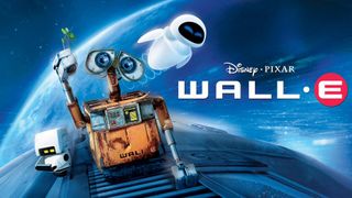 WALL-E og E.V.E. i rummet med en planet i baggrunden