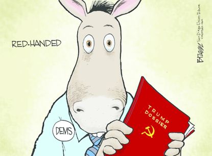 Political cartoon U.S. Trump Russia dossier Democrats communism