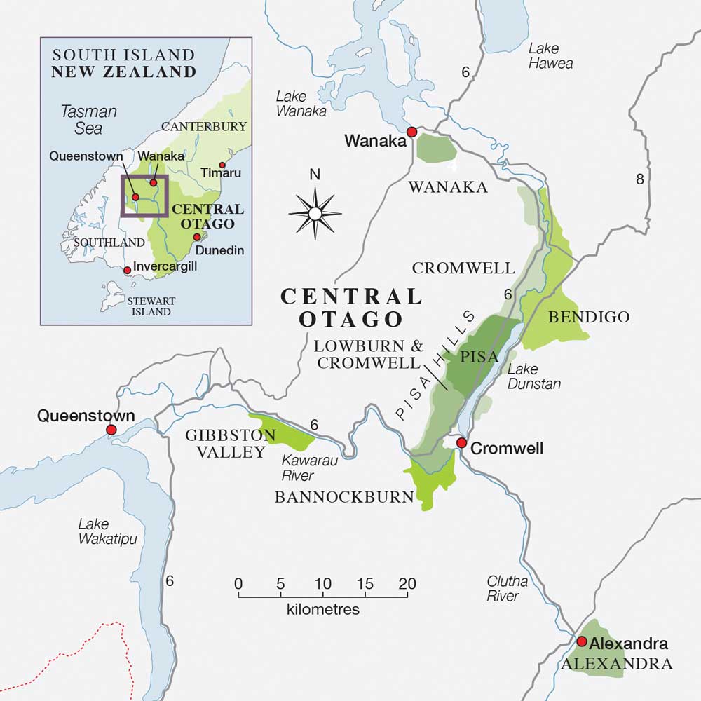 Map of Central Otago New Zealand