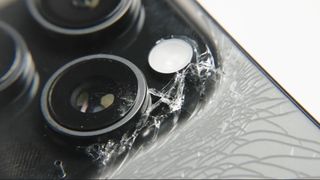 Damaged iPhone 16 pro Max after 6-foot drops in Allstate drop testing