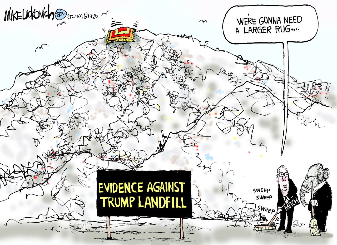 Political Cartoon U.S. GOP Evidence Against Trump Mitch McConnell Landfill