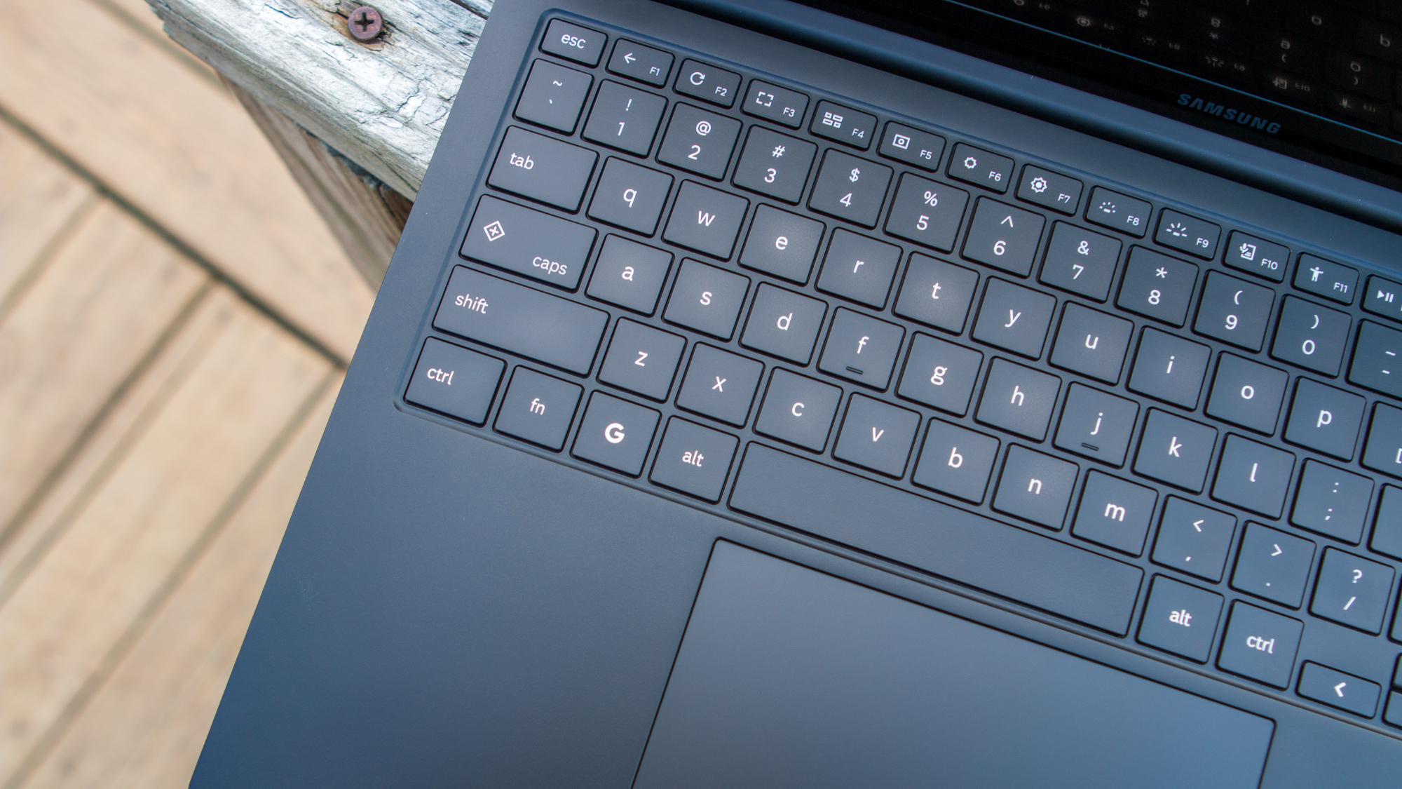Samsung Galaxy Chromebook Plus keyboard close-up