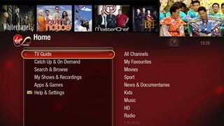 Virgin media powered by tivo: homescreen