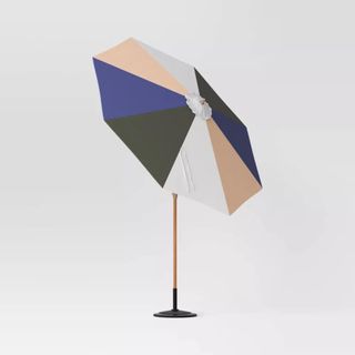 Blue, green and peach sun umbrella