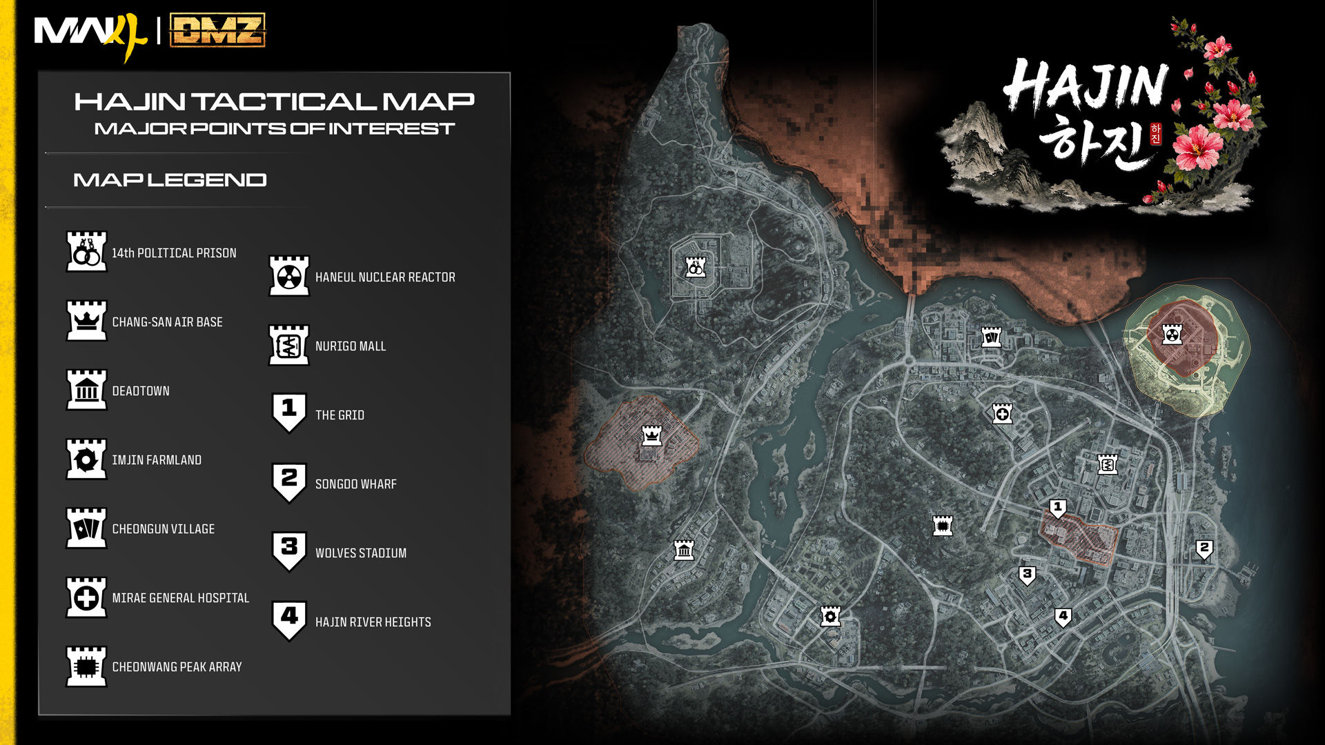 The Hajin tactical map for Call of Duty: Modern Warfare 4 DMZ.