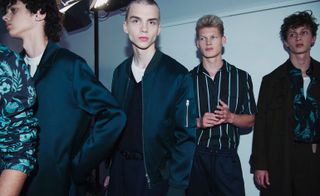 Male models backstage in the S/S 2017 collection for Alexandre Mattiussi