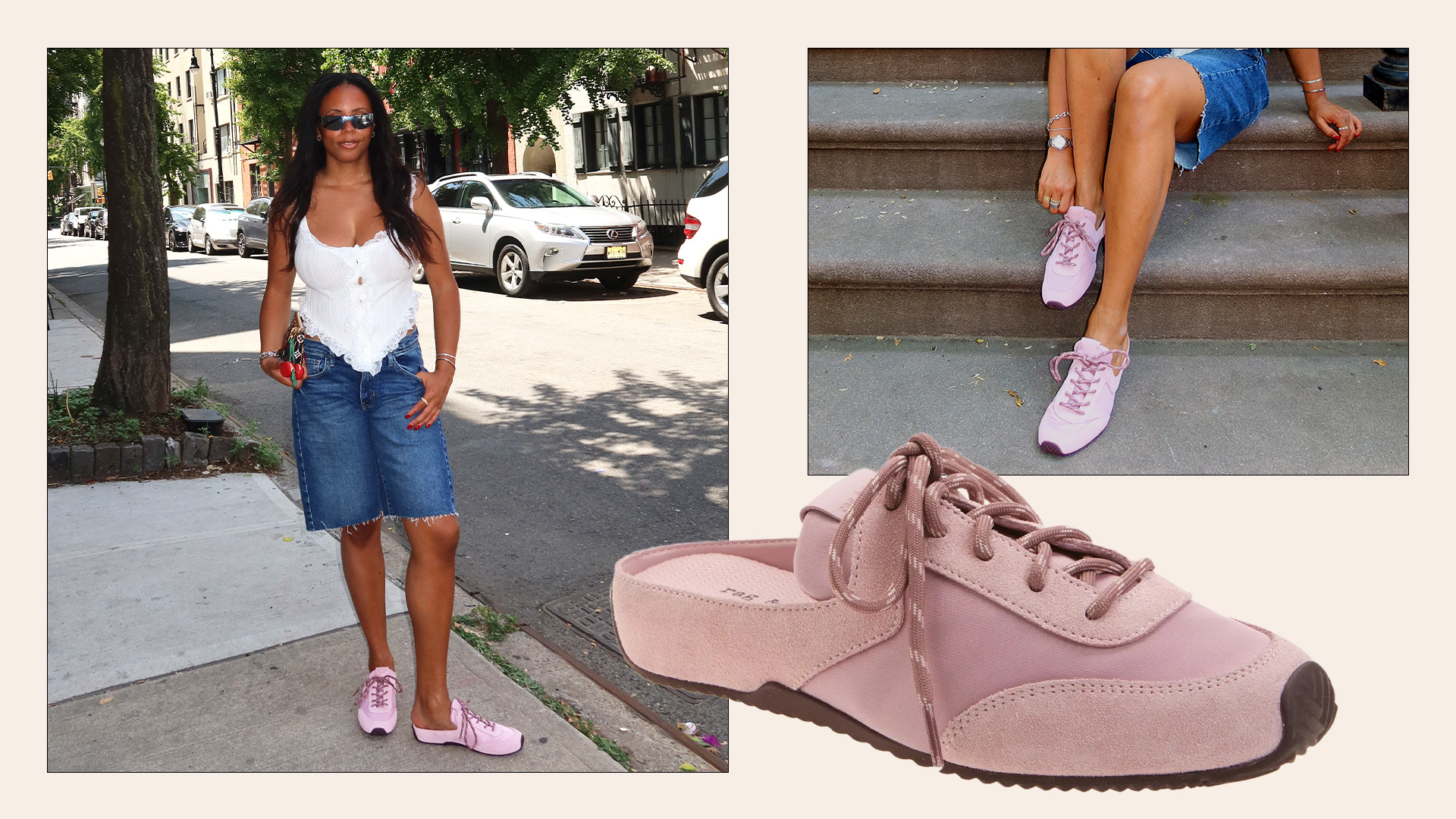Sierra Mayhew wearing mule sneakers.