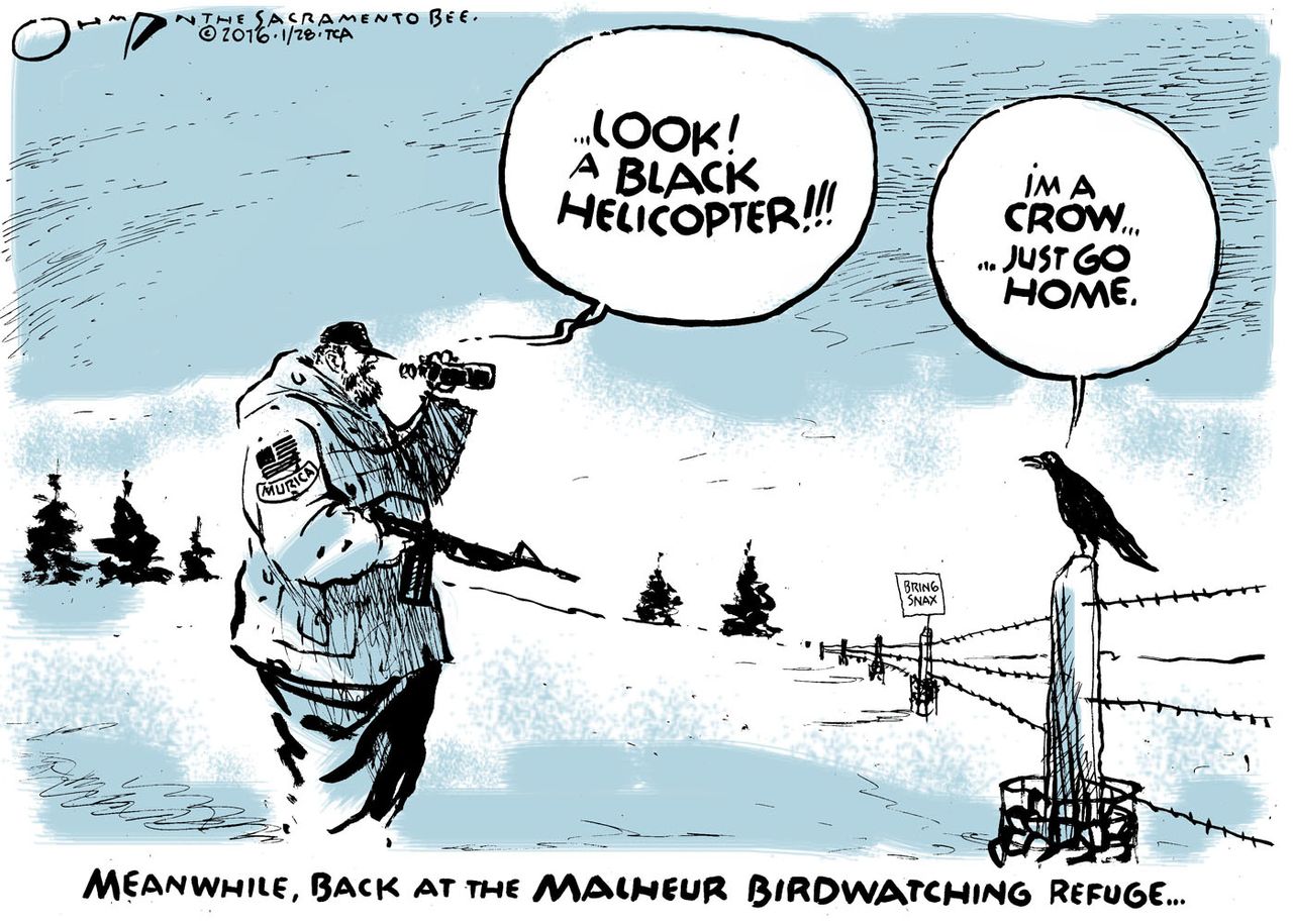 Editorial cartoon U.S. Bundy Clan Standoff