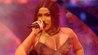 Cardi B performs at the New York Knicks game.