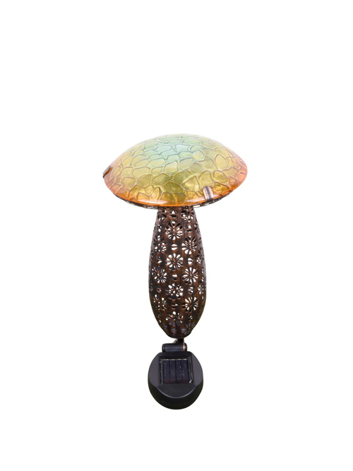 Metal and Glass Solar Mushroom Stake 