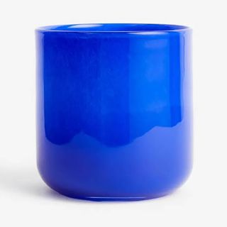 Blue glass plant pot from h&m home.