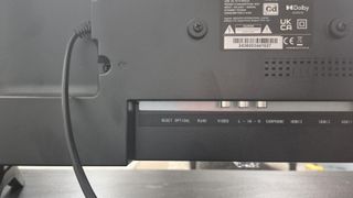 Ports on the reverse side of the RCA Roku 24-inch HD TV