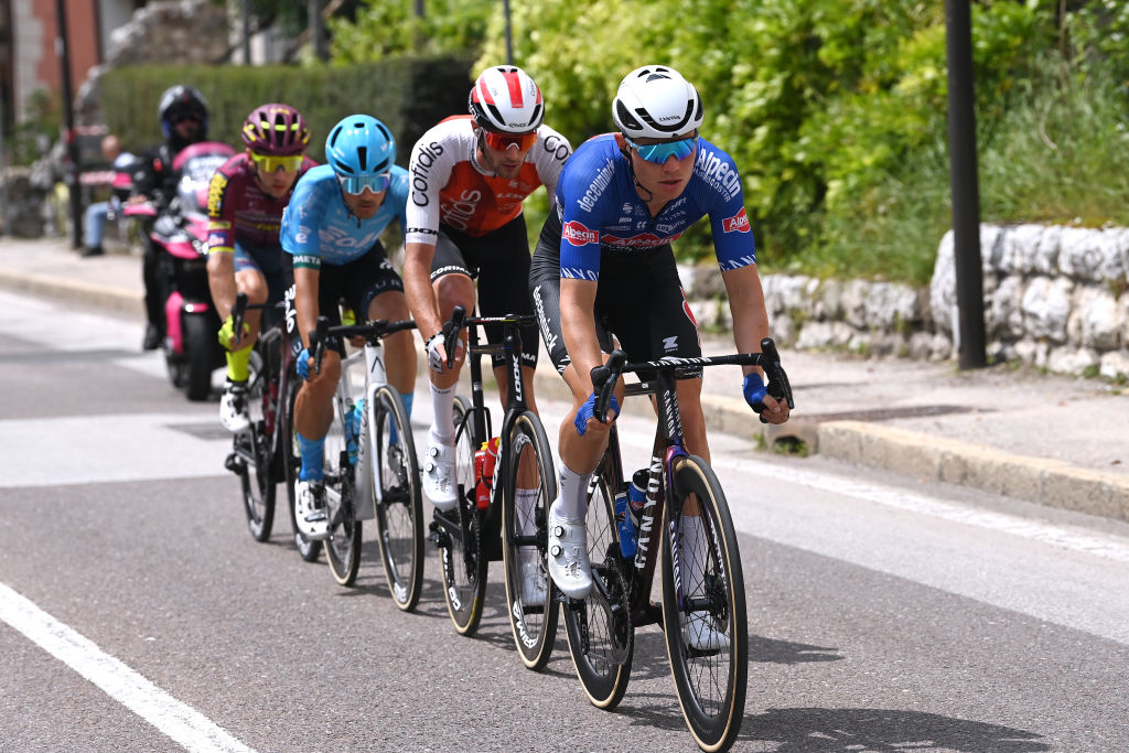CAORLE ITALY MAY 24 Senne Leysen of Belgium and Team AlpecinDeceuninck competes in the breakaway during the the 106th Giro dItalia 2023 Stage 17 a 197km stage from Pergine Valsugana to Caorle UCIWT on May 24 2023 in Caorle Italy Photo by Tim de WaeleGetty Images