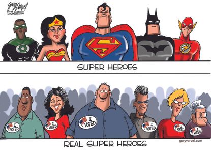 U.S. Superheroes voters I voted sticker midterm elections