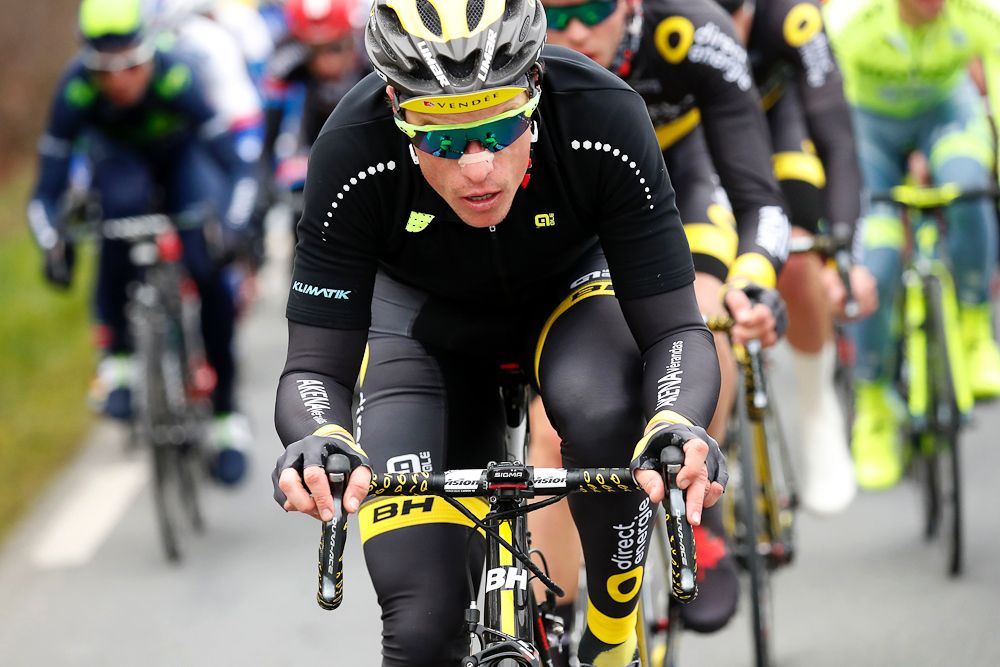 Sylvain Chavanel rides in the pack during the second stage of the 74th edition of the Paris-Nice