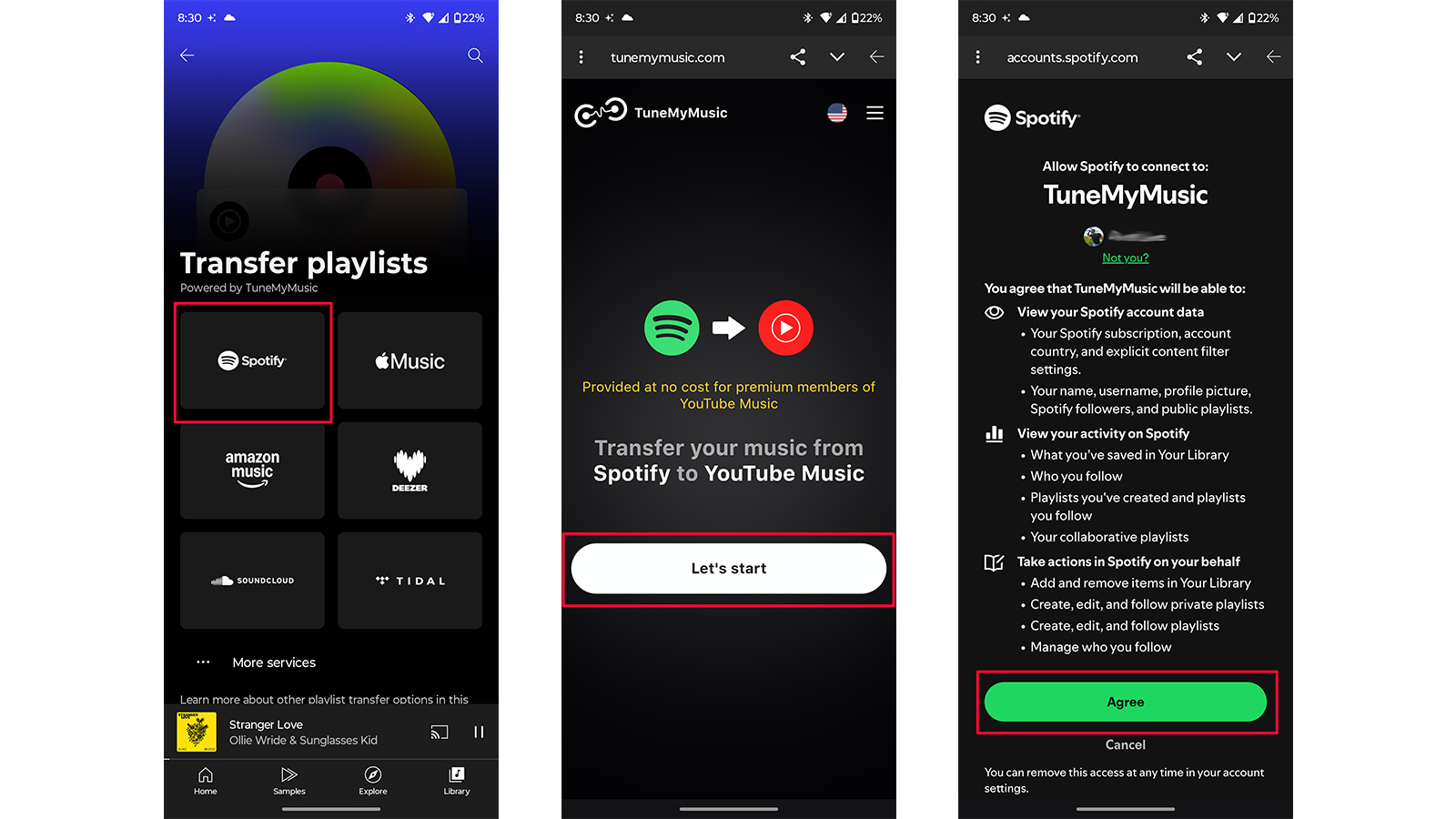Transferring Spotify playlist to YouTube Music