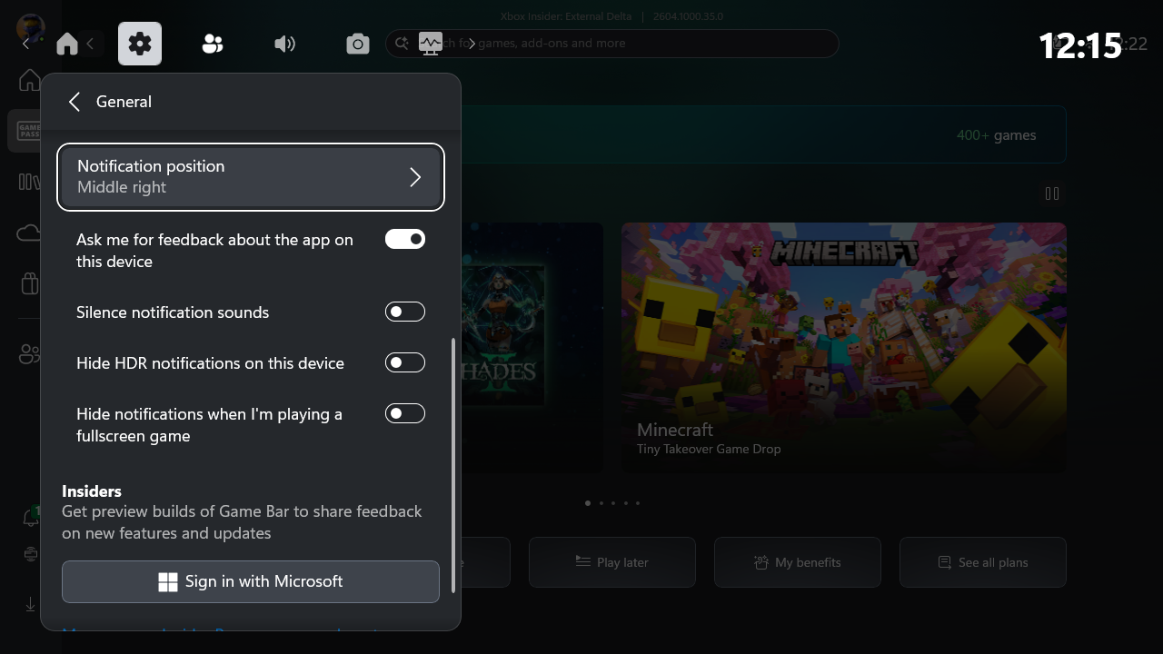 Xbox Game Bar and Xbox app updates
