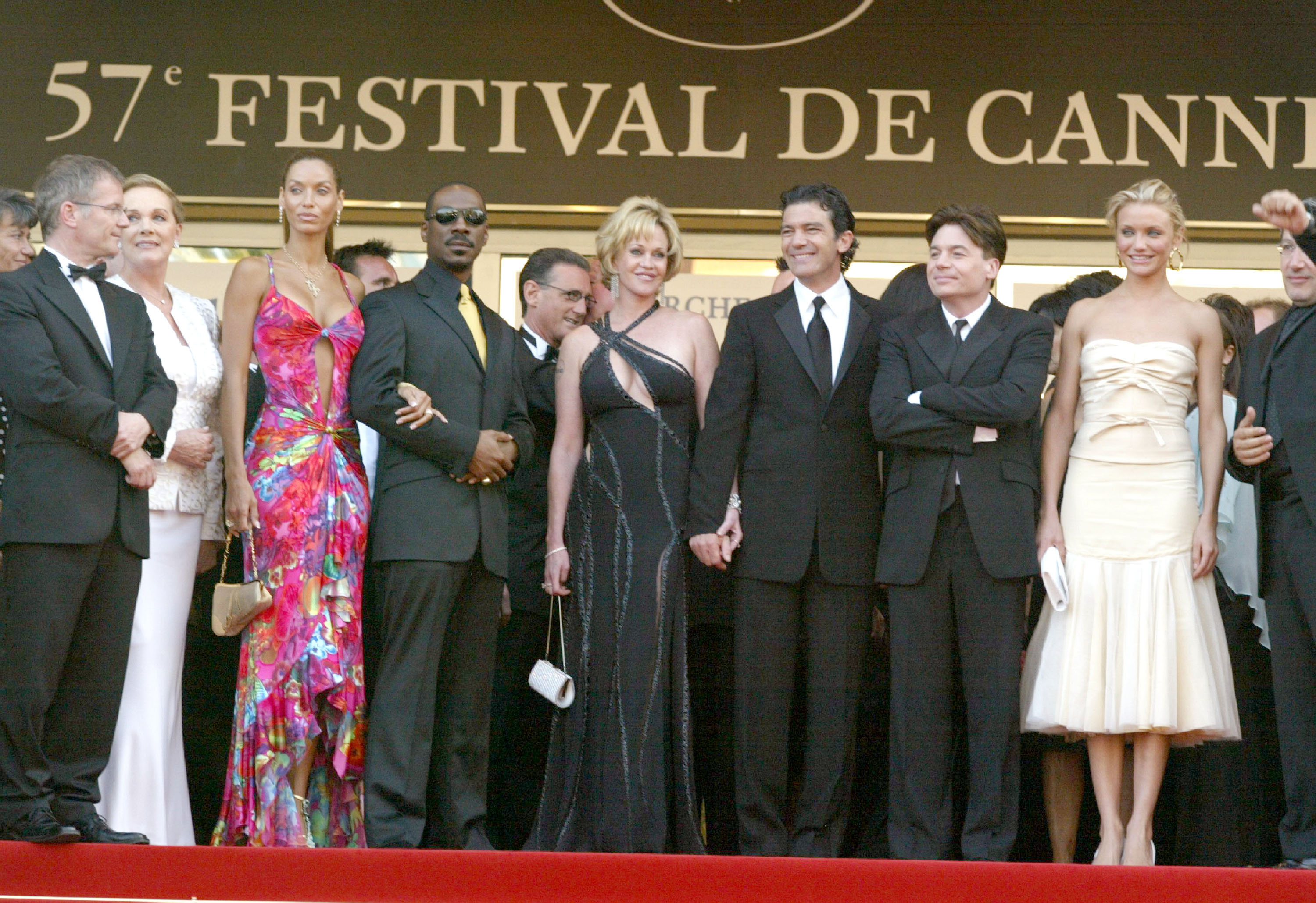 Julie Andrews, Eddie Murphy with wife Nicole, Melanie Griffith, Antonio Banderas, Mike Myers and Cameron Diaz (Photo by J. Vespa/WireImage)
