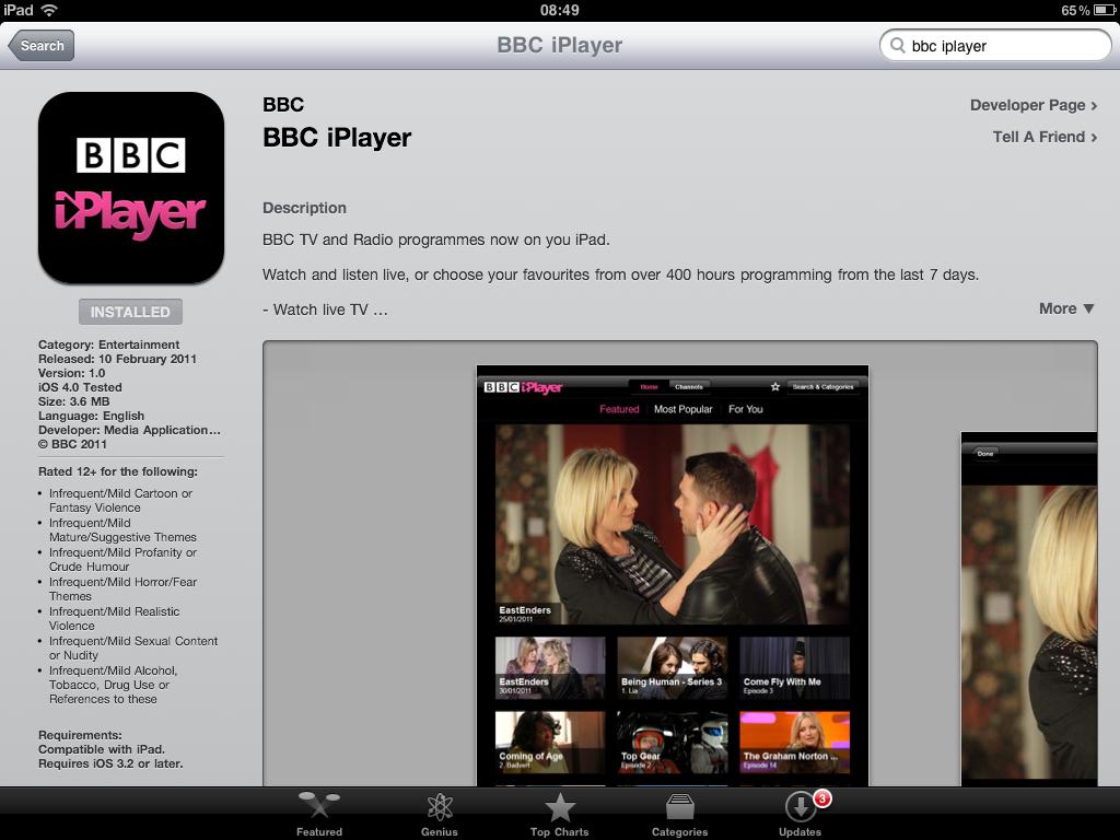 BBC iplayer for iPad