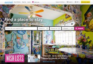 Airbnb's homepage makes good use of photography in the background