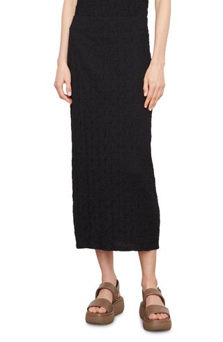 Smocked Cotton Blend Midi Skirt