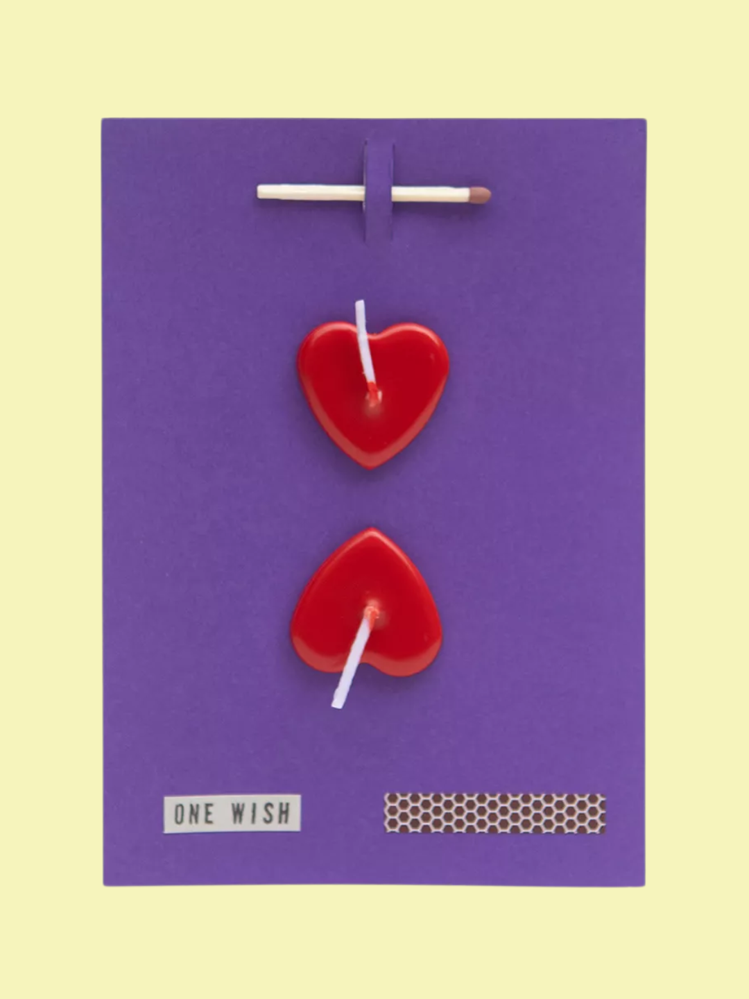 A purple double heart wish card