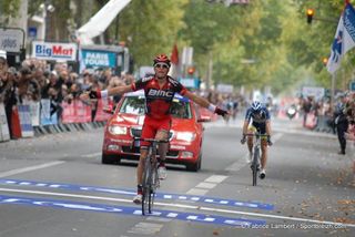 Greg Van Avermaet (BMC) out-paced Marco Marcato to win Paris-Tours
