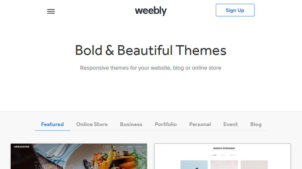 Tangkapan layar situs web untuk Weebly