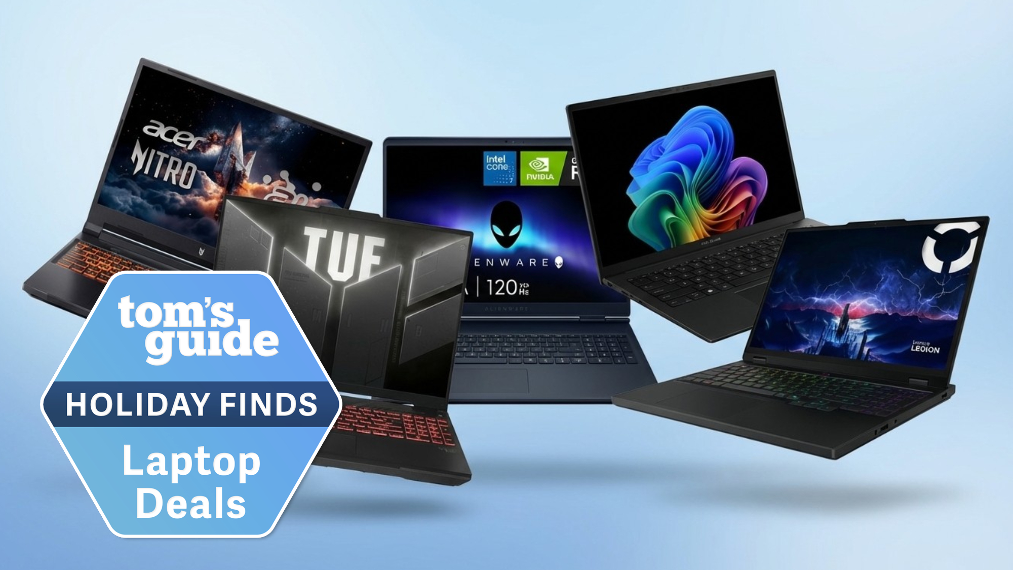 Collage of five laptops on sale