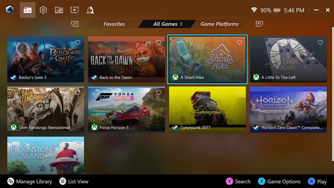 ROG Ally XROG Ally X Armoury Cate SE 1.5 game launcher.