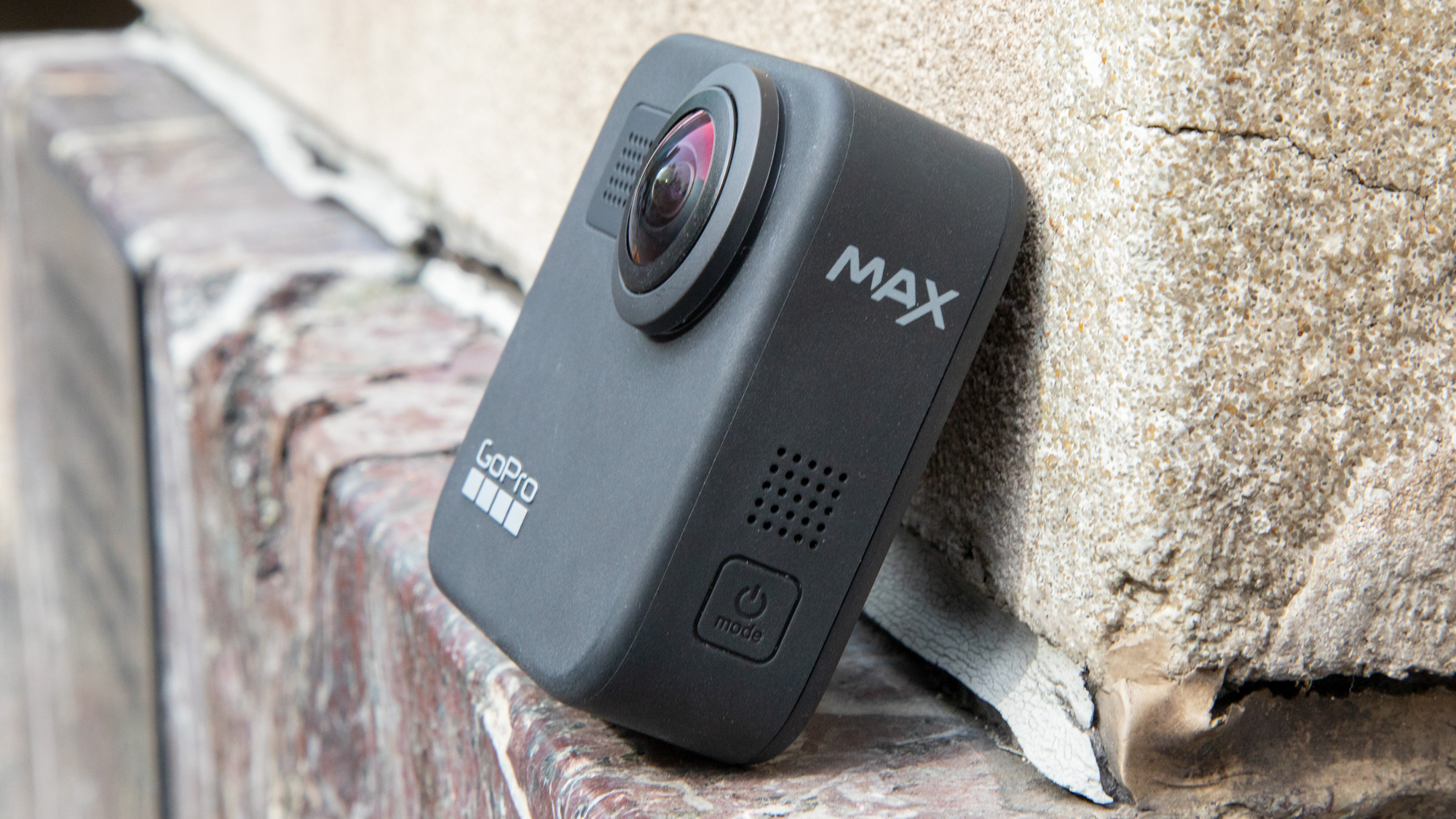 Image of the side of a GoPro Max 360-degree action camera