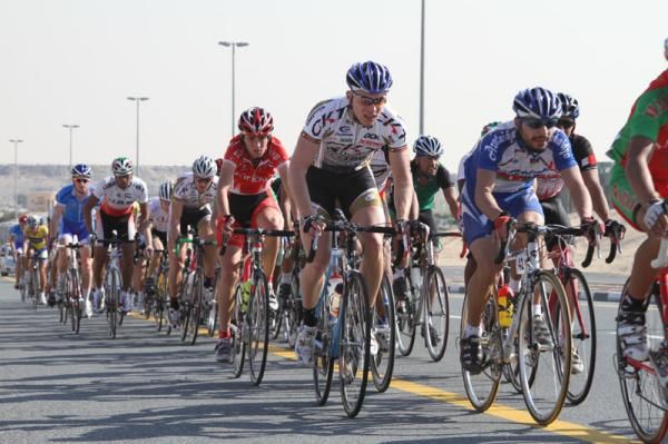The peloton pushes on