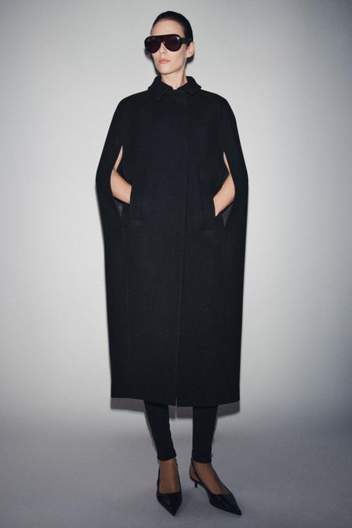 Wool Blend Cape Coat Zw Collection Limited Edition