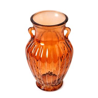 Beautiful flower vase made of amber glass