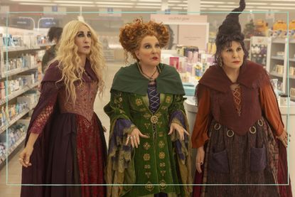 Hocus Pocus 2 cast Sarah Jessica Parker as Sarah Sanderson, Bette Midler as Winifred Sanderson, and Kathy Najimy as Mary Sanderson