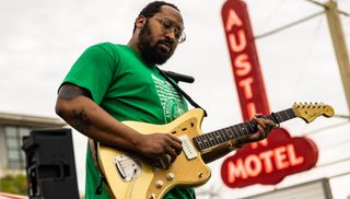 Bartees Strange performs onstage at the Austin Motel in Austin, Texas on March 14, 2023