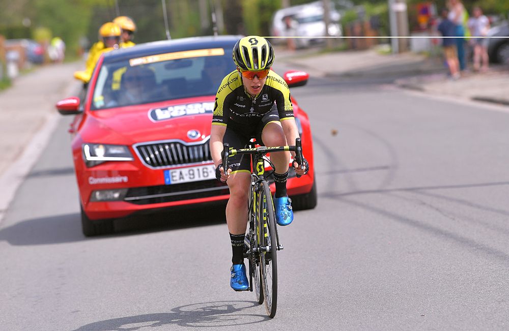 Amanda Spratt (Mitchelton-Scott) goes solo at Liege-Bastogne-Liege