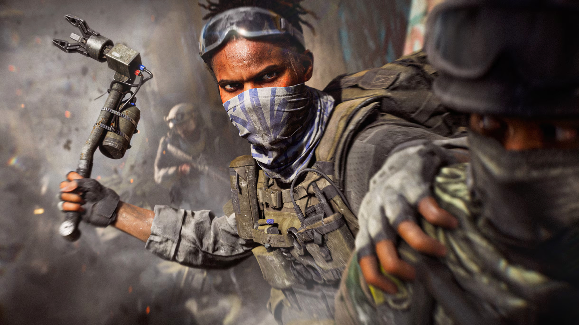 Battlefield 6: Key art for Season 3 showing a soldier tapping an enemy on the shoulder while raising their other arm to hit them with an EOD bot arm melee weapon.