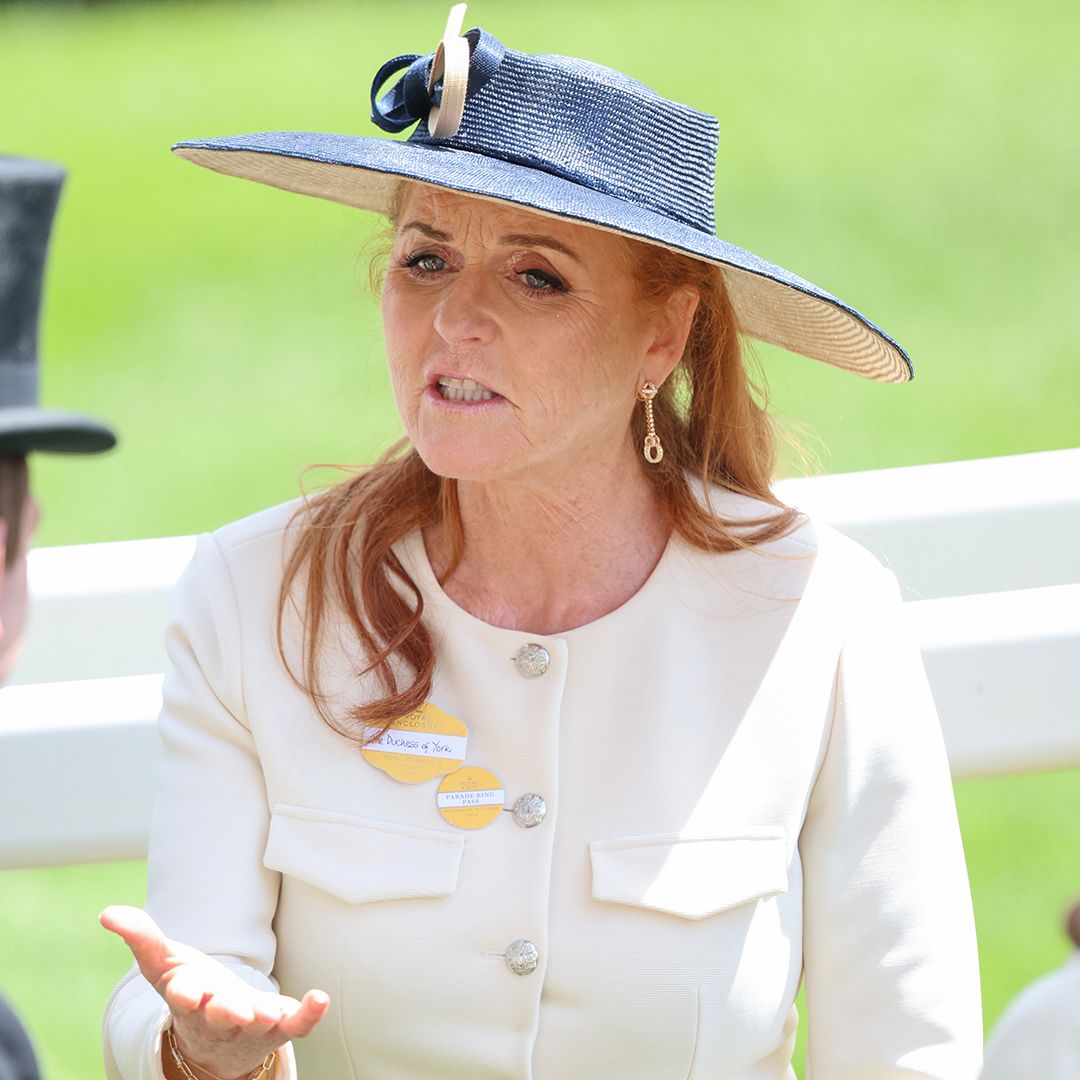 ASCOT, ENGLAND - JUNE 19: Sarah Ferguson Duchess of York speaks as she attends day two of Royal Ascot 2024 at Ascot Racecourse on June 19, 2024 in Ascot, England. (Photo by Chris Jackson/Getty Images)