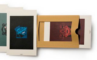 The designer carefully selected his best work and crafted it into these display envelopes