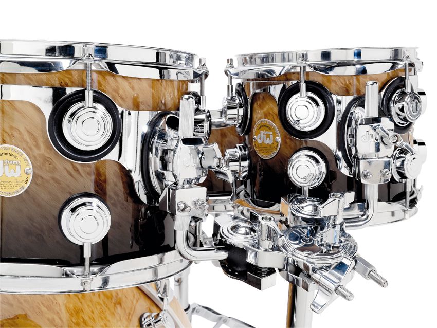 DW STM suspension mounts allow drums to vibrate freely, allowing maximum resonance while securely holding the drum in place