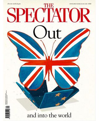 Political mag Spectator's cover clearly conveys its 'Out – and into the world' message