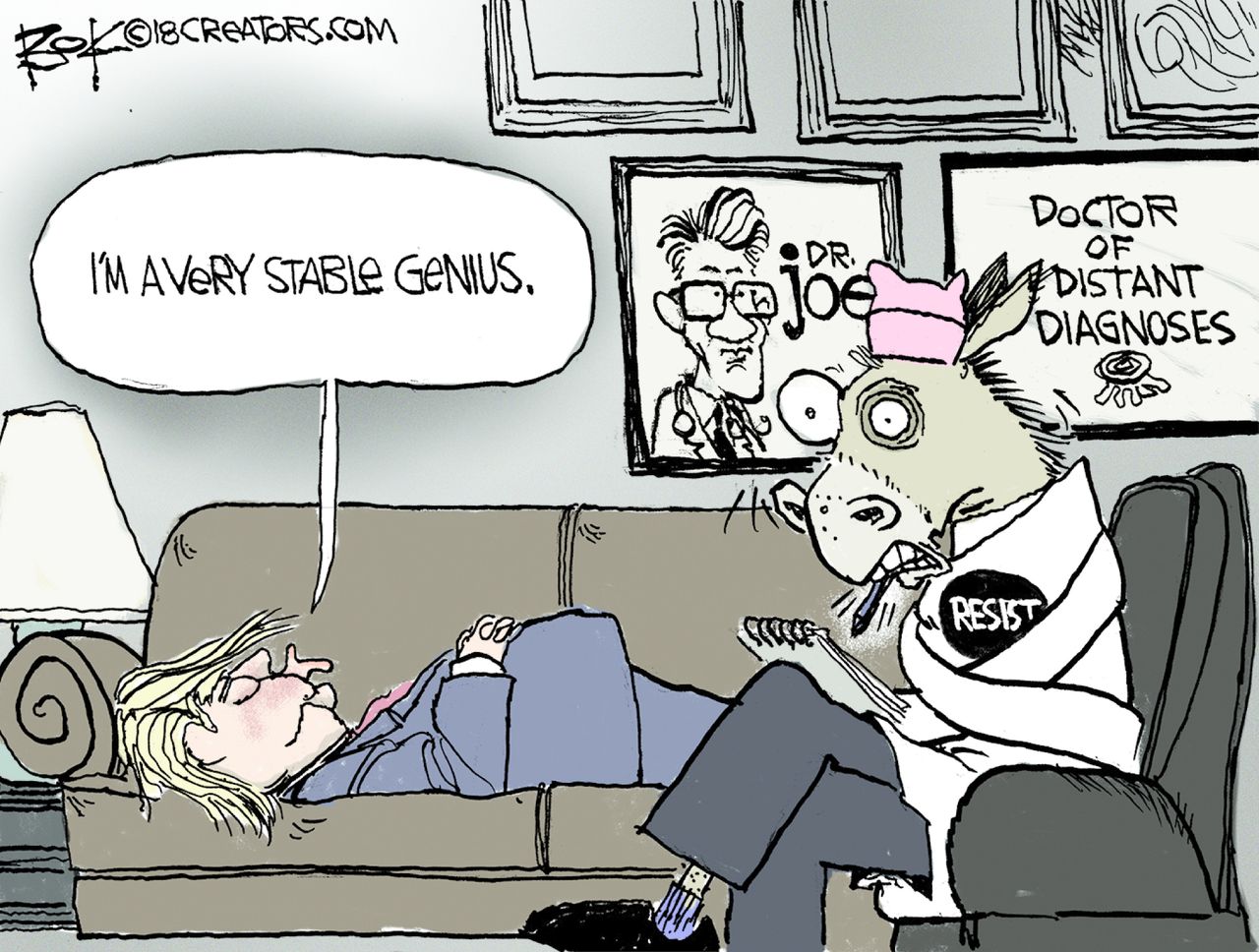 Political cartoon U.S. Trump stable genius Democrats