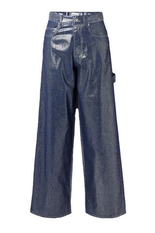 Marant Étoile Cover Metallic High-Rise Wide-Leg Cargo Jeans