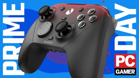 A GameSir controller on a Prime Day banner with the PC Gamer logo.