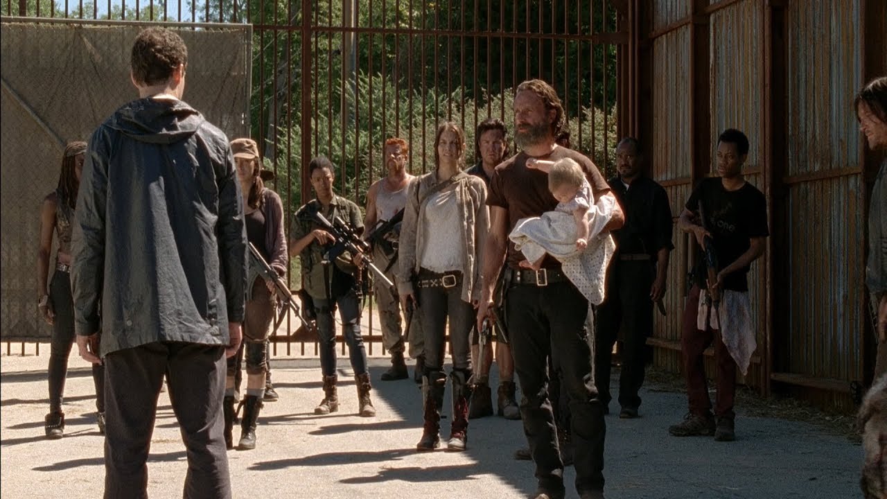 Rick and his group in The Walking Dead.