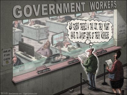Political cartoon U.S. tax reform government workers