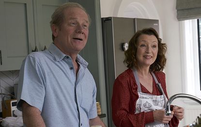 Peter Mullan as Michael and Lesley Manville as Cathy in BBC comedy Mum