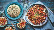 egg fried rice and szechuan chicken