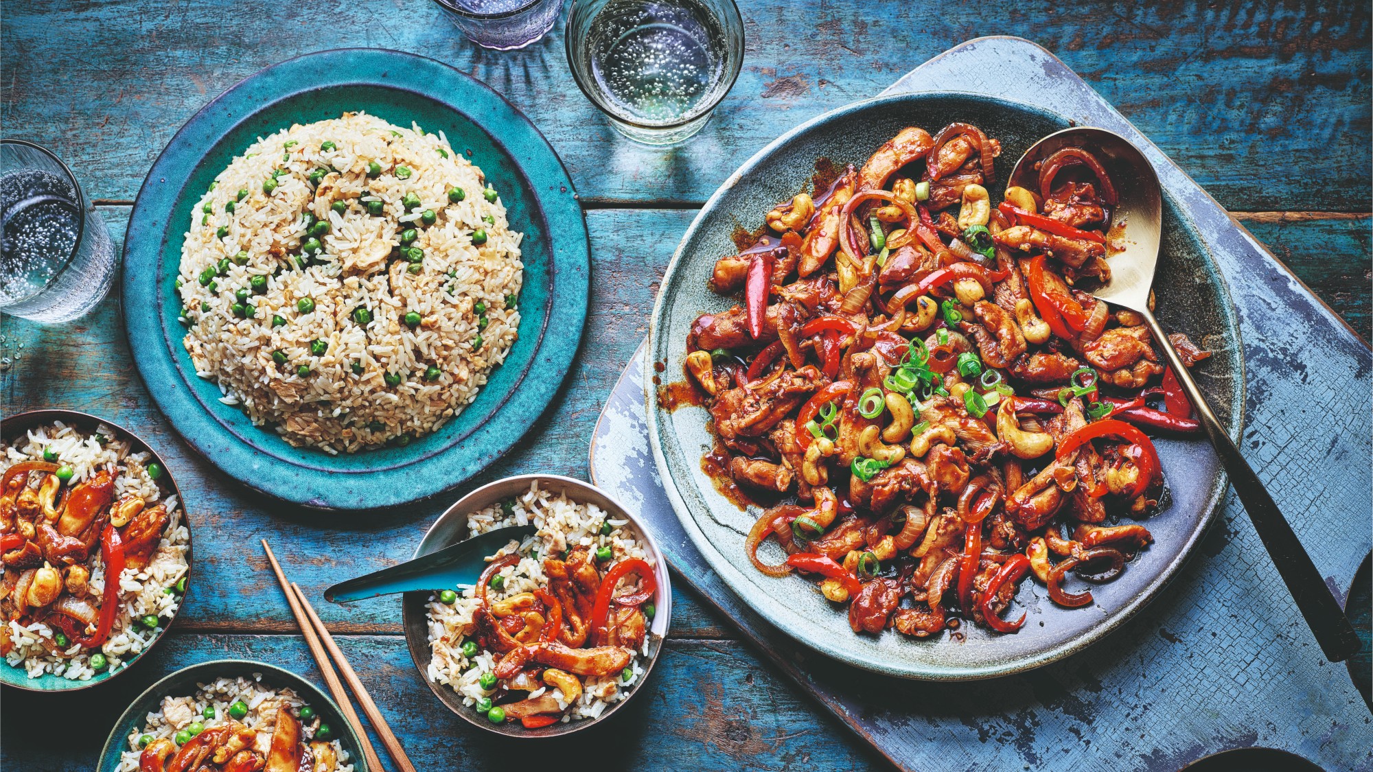 egg fried rice and szechuan chicken
